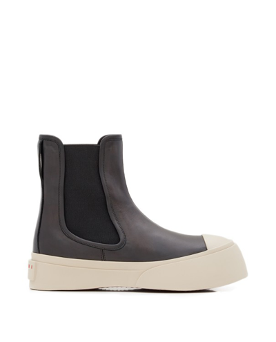 Marni Ankle Boots Leather Black In Neutrals