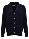 Brunello Cucinelli Shawl-collar Ribbed Cotton Cardigan In Blue