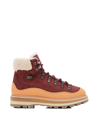 Moncler Brown Leather Boots In Neutrals