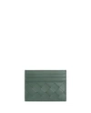 Bottega Veneta Aloe-gold Intrecciato Leather Card Holder In Green