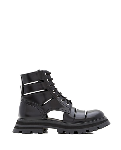 Alexander Mcqueen Black Brushed Leather Boots