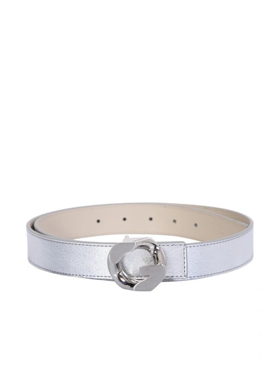 Givenchy Signature Leather G Chain Buckle Belt In Silver