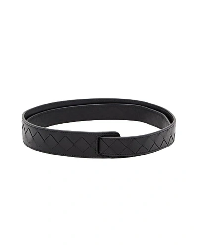 Bottega Veneta Leather Belt Classic Detail Intreccio In Black