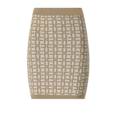 Elisabetta Franchi Monogram Butter Beige Knitted Skirt