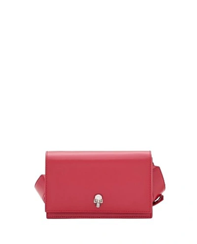 Alexander Mcqueen Small Skull Leather Shoulder Bag In Burgundy