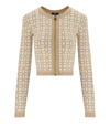 ELISABETTA FRANCHI MONOGRAM BUTTER BEIGE CROPPED CARDIGAN