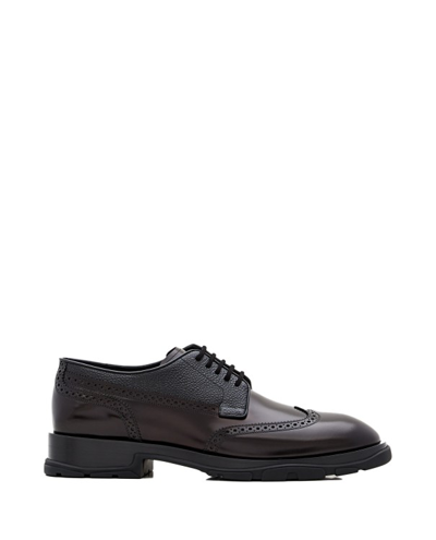 Alexander Mcqueen Leather Brogue Derby Shoes In Black