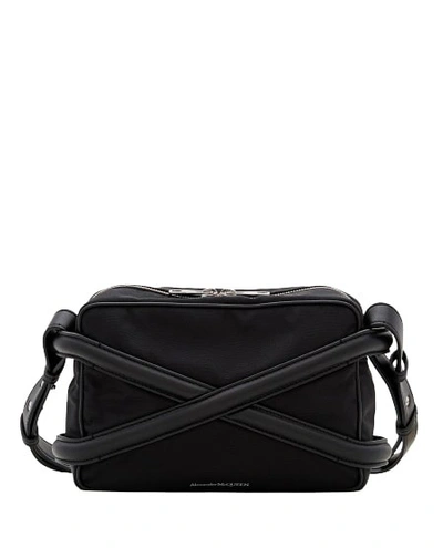 Alexander Mcqueen Harness Bag In Fabric And Leather In Black
