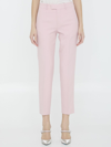 Burberry Wool Cigarette Pants With Pleats In Pink