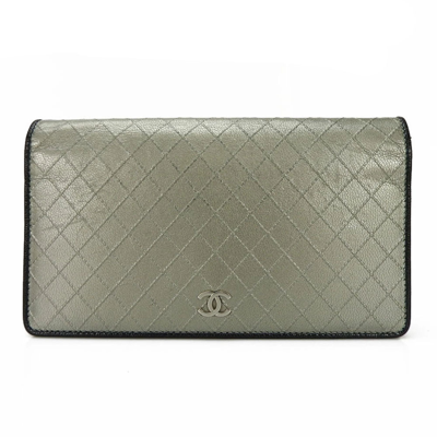 Pre-owned Chanel Logo Cc Silver Leather Wallet  ()