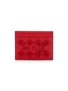 Christian Louboutin Kios Studded Leather Card Case In Loubi Red