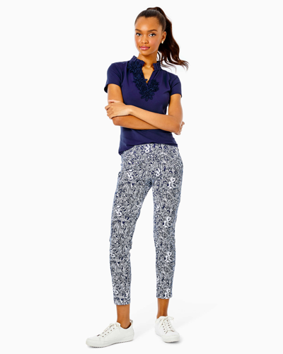 Lilly Pulitzer Upf 50+ Luxletic 28" Corso Pant In High Tide Navy Gday Mate Golf