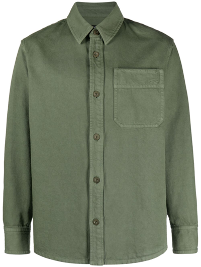 A.p.c. Basile Overshirt In Kai_forest_green
