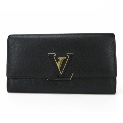 Pre-owned Louis Vuitton Capucines Black Leather Wallet  ()