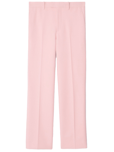 Burberry Cropped Wool Trousers In Pink