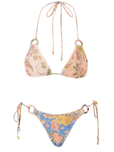 Zimmermann Womens Spliced August Floral-print Bikini Set In Multicoloured