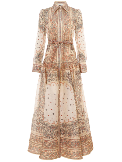 Zimmermann Womens Cream Bandana Matchmaker Print-embellished Linen And Silk-blend Maxi Dress In Beige