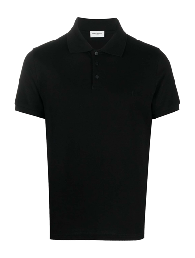 SAINT LAURENT MONOGRAM POLO SHIRT IN COTTON PIQUE