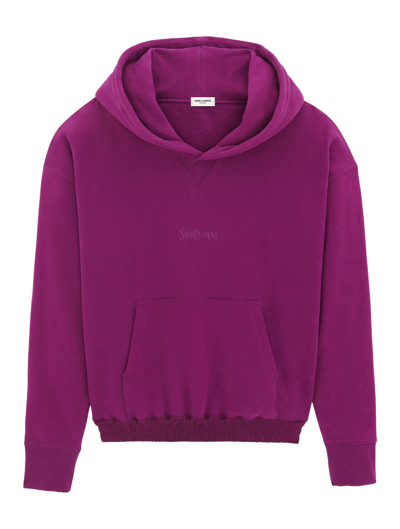 Saint Laurent Logo Embroidered Long In Pink & Purple