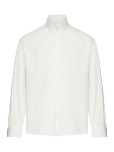 Saint Laurent Shirt With Funnel Collar In Nude & Neutrals