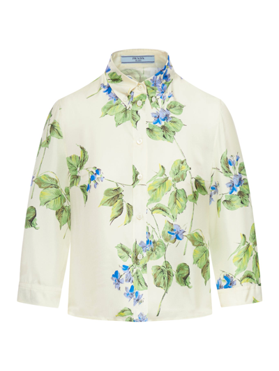 Prada Silk Shirt In Neutrals