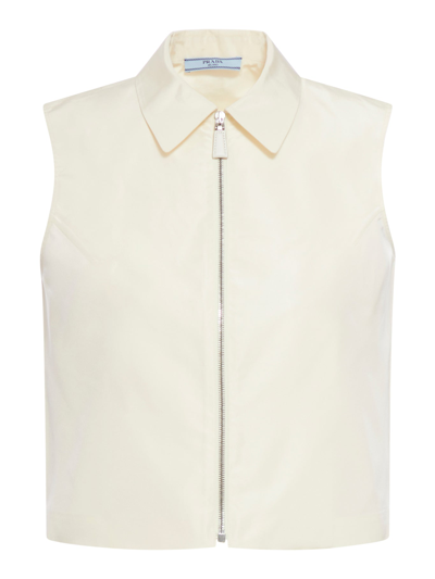 Prada Sleeveless Faille Shirt In White