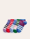 BODEN Five Pack Trainer Socks Multi Colourblock Stripe Women Boden