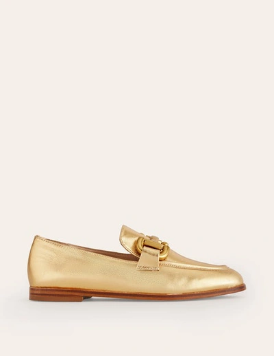 Boden Snaffle Detail Loafers Gold Leather Women