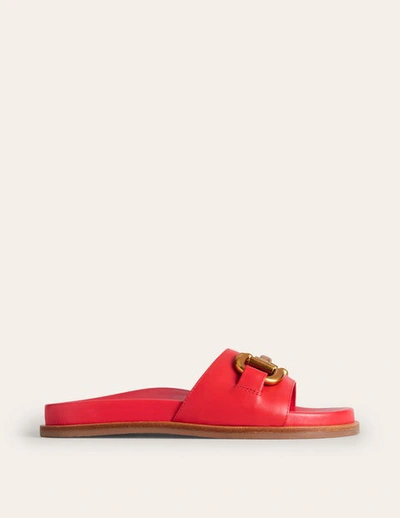 Boden Snaffle Trim Slider Sandals Red Leather Women