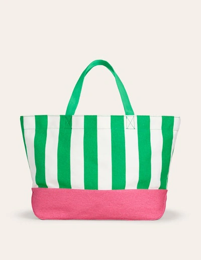 Boden Relaxed Canvas Tote Bag Green Stripe Women