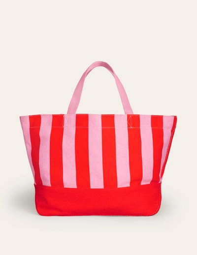 Boden Relaxed Canvas Tote Bag Pink Stripe Women  In Red