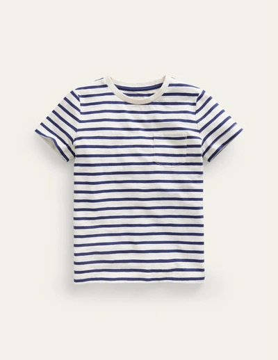 Mini Boden Kids' Washed Slub T-shirt Starboard/ivory Girls Boden