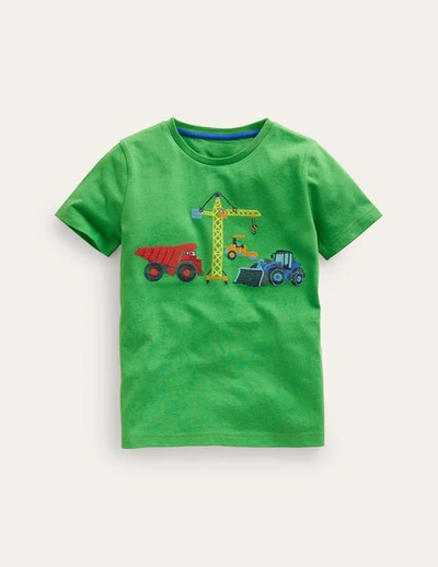 Mini Boden Kids' Small Superstitch T-shirt Rosemary Green Trucks Boys Boden