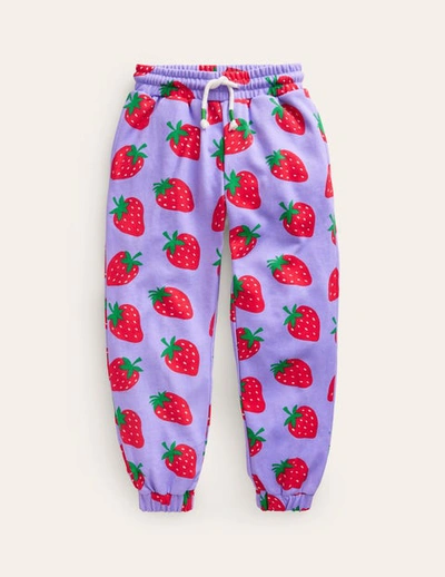Mini Boden Kids' Printed Cosy Sweatpants Parma Violet Strawberries Boys Boden