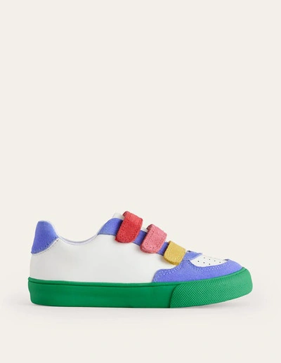 Boden Kids' Leather Low Top Ivory Colourblock Girls