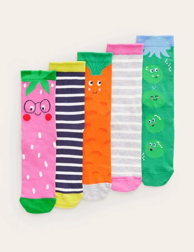 Boden Kids' Socks 5 Pack Fruit And Vegetable Girls