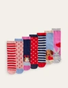 BODEN Socks 7 Pack Multi Heart Animals Girls Boden