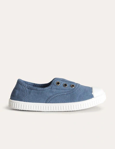 Boden Kids' Laceless Canvas Pull-ons College Navy Girls