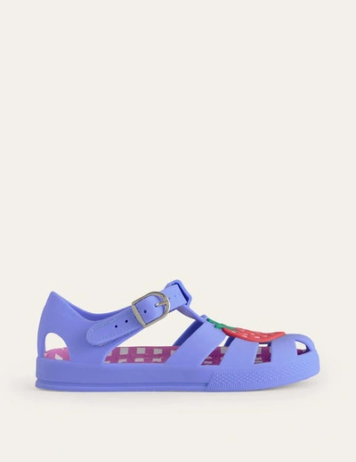 Boden Kids' Logo Jelly Shoes Surf Blue Strawberry Girls