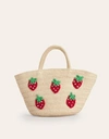 BODEN Basket Bag Embroidered Strawberries Girls Boden