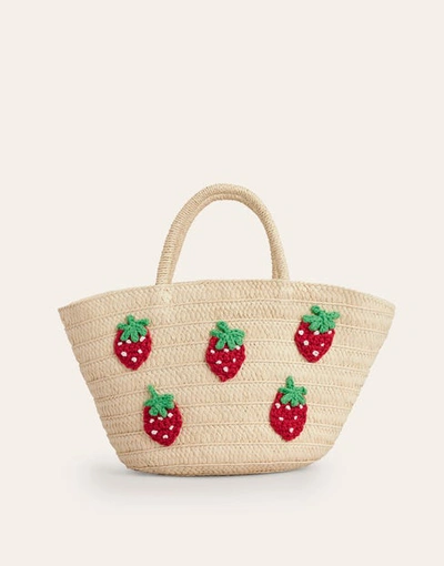 Boden Kids' Basket Bag Embroidered Strawberries Girls