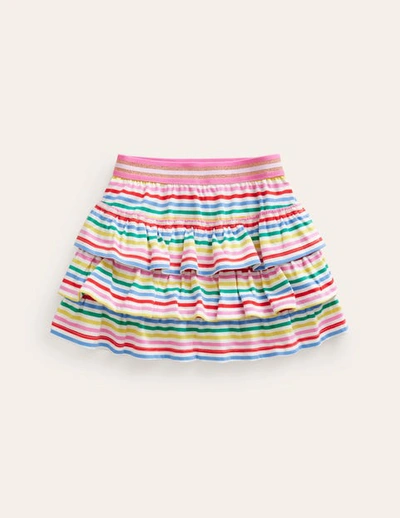 Mini Boden Kids' Jersey Ruffle Skort Multi Stripe Girls Boden