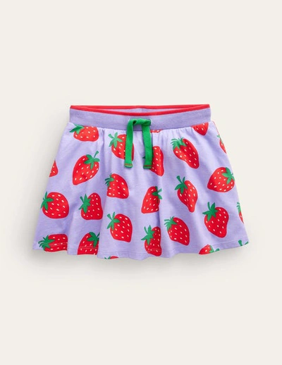 Mini Boden Kids' Printed Jersey Skort Parma Violet Strawberries Girls Boden