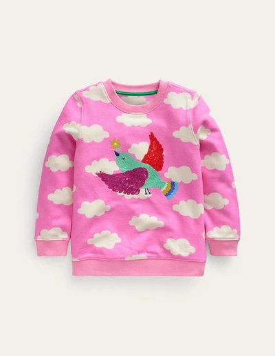Mini Boden Kids' Superstitch Sweatshirt Cosmos Pink Clouds Girls Boden