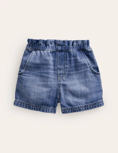 Mini Boden Kids' Pull-on Shorts Plain Denim Girls Boden