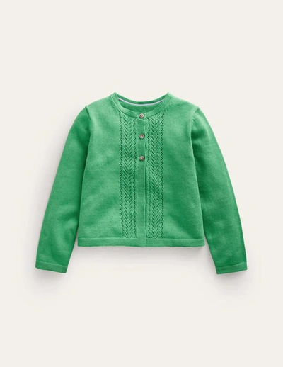 Mini Boden Kids' Pointelle Cotton Cardigan Aloe Green Girls Boden