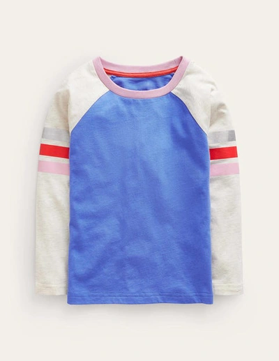 Mini Boden Kids' Colourblock Raglan T-shirt Surf Blue/oatmeal Girls Boden