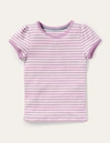 MINI BODEN SHORT-SLEEVED POINTELLE TOP LILAC PURPLE/IVORY GIRLS BODEN