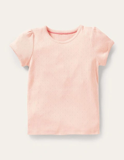 Mini Boden Kids' Short-sleeved Pointelle Top Provence Dusty Pink Girls Boden