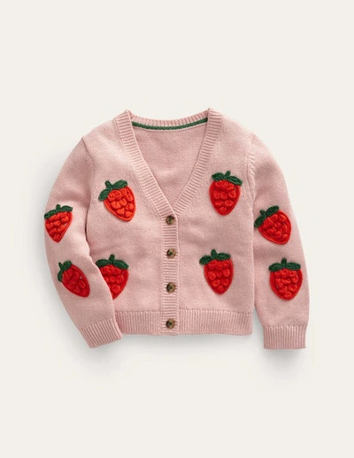 Mini Boden Kids' Fun Crochet Cardigan Formica Pink Strawberry Girls Boden
